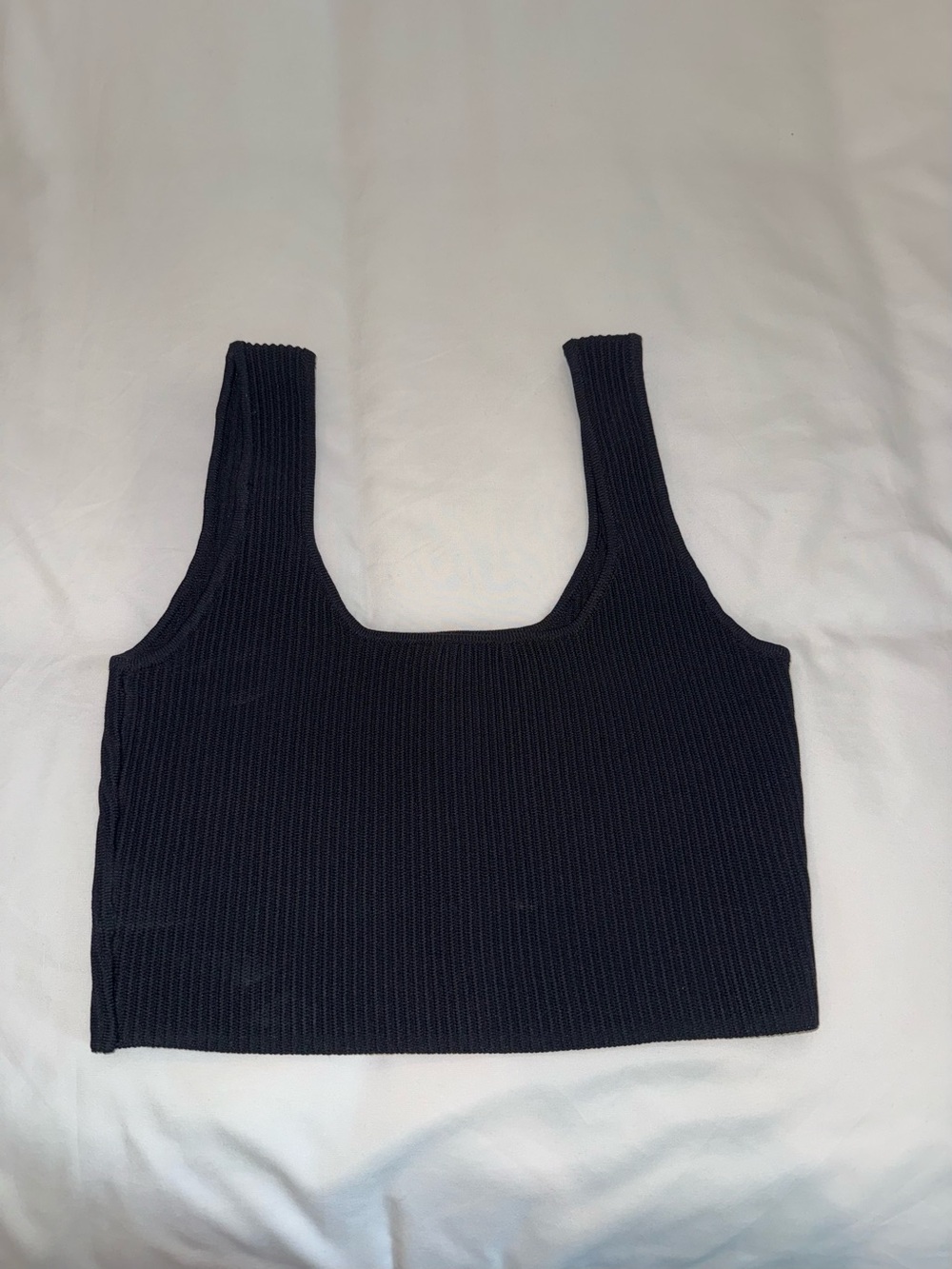 White Fox Boutique Black Ribbed Square-Neck Crop Tank